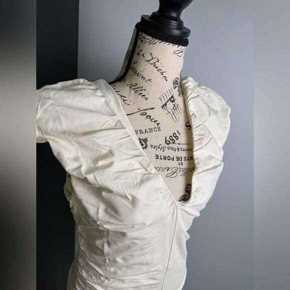 J. Crew Ruched V-neck top in stretch cotton blend NWT Size M - Picture 2 of 7